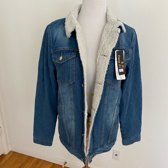Jackets & Coats Mens Denim Trucker Jacket W Faux Sherpa Lining Poshmark